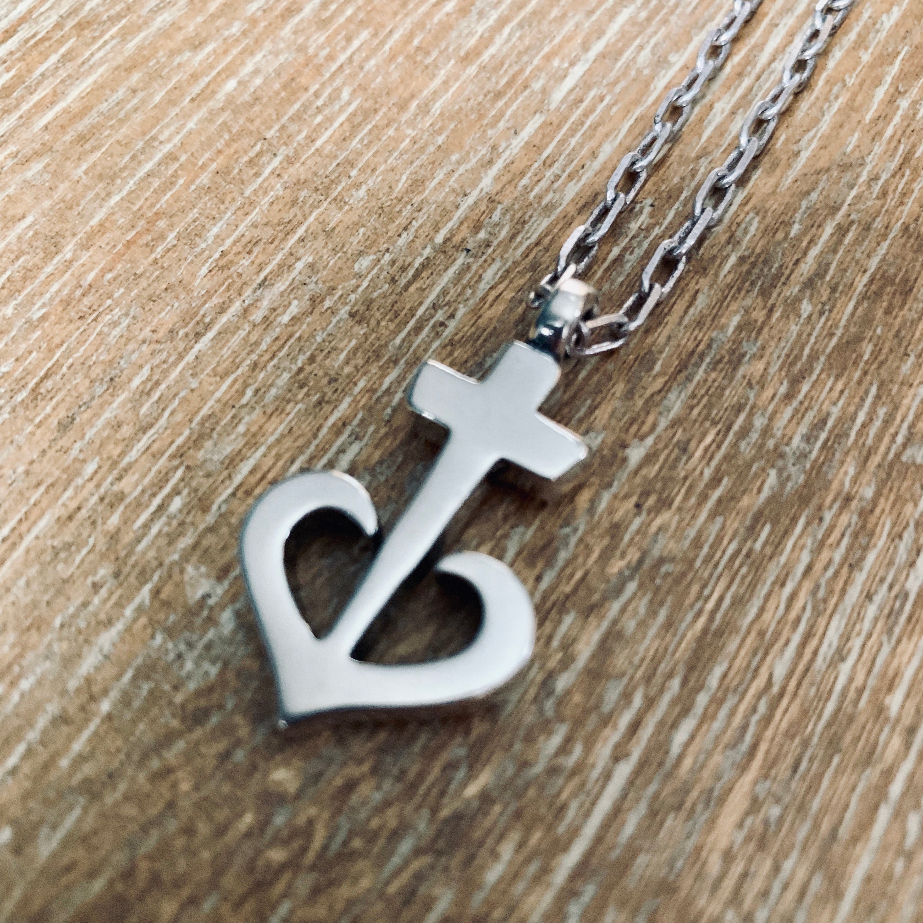 LOVE Anchored Heart Necklace - Sterling Silver