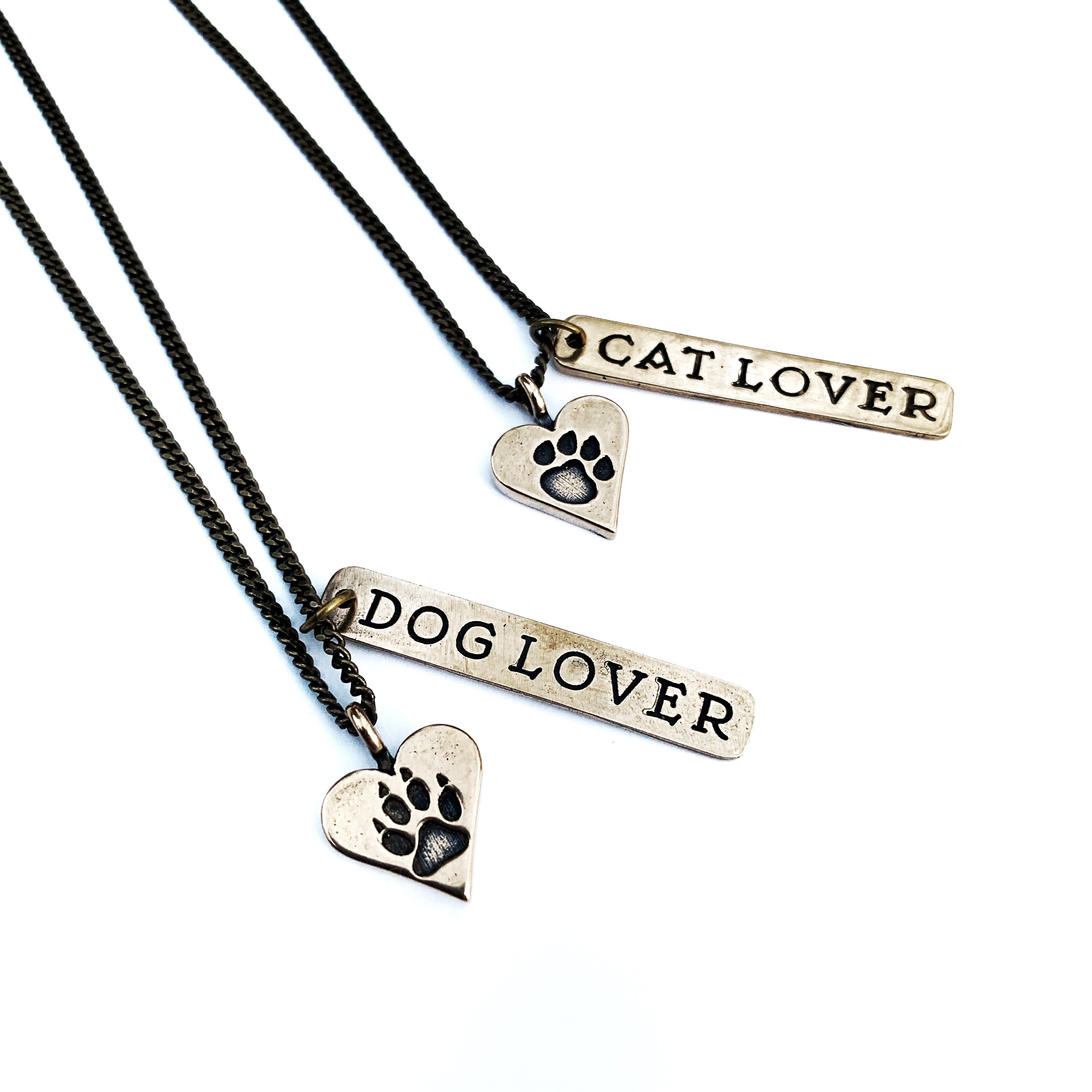Dog Lover or Cat Lover Necklace - Bronze Choker Mini