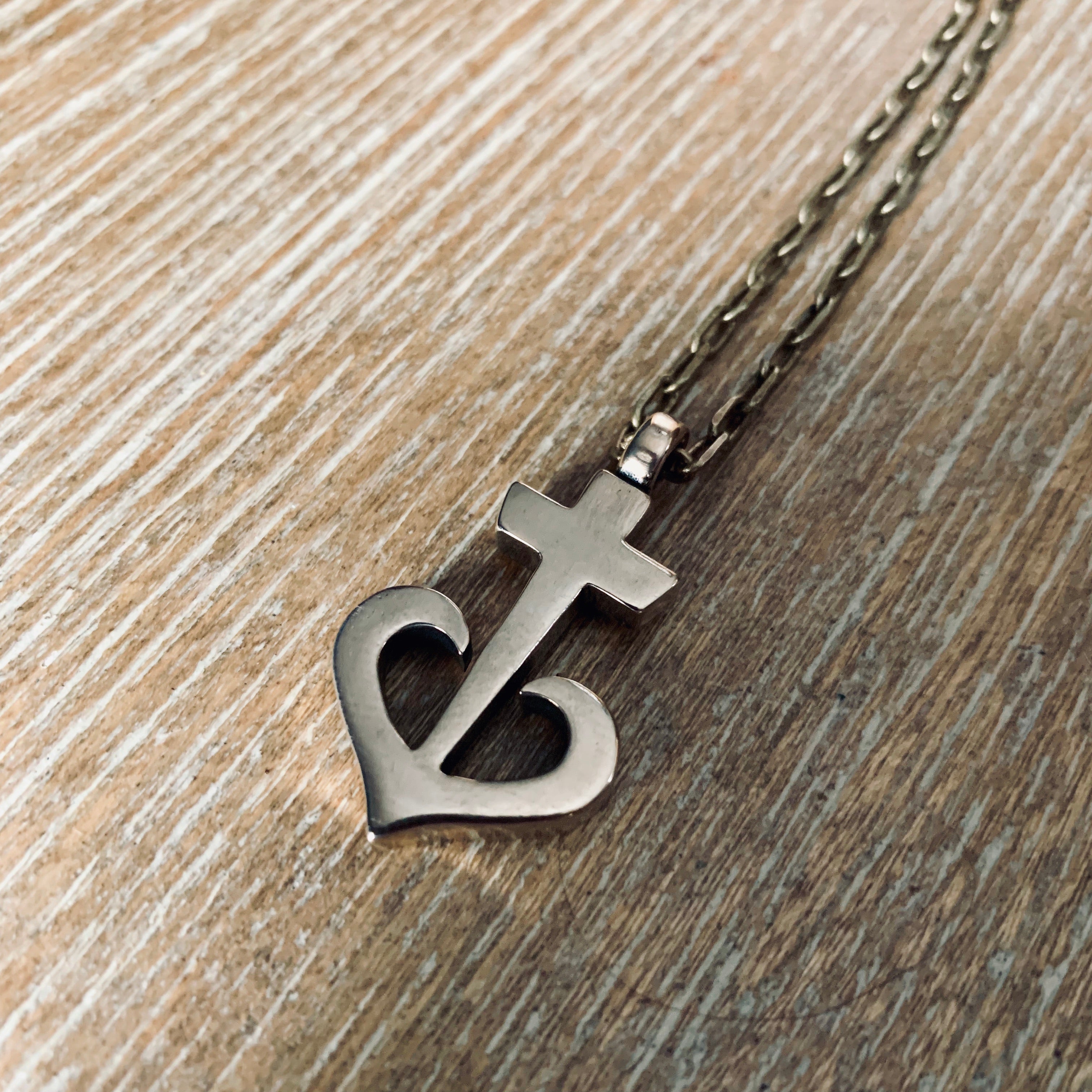 LOVE Anchored Heart Necklace - Bronze