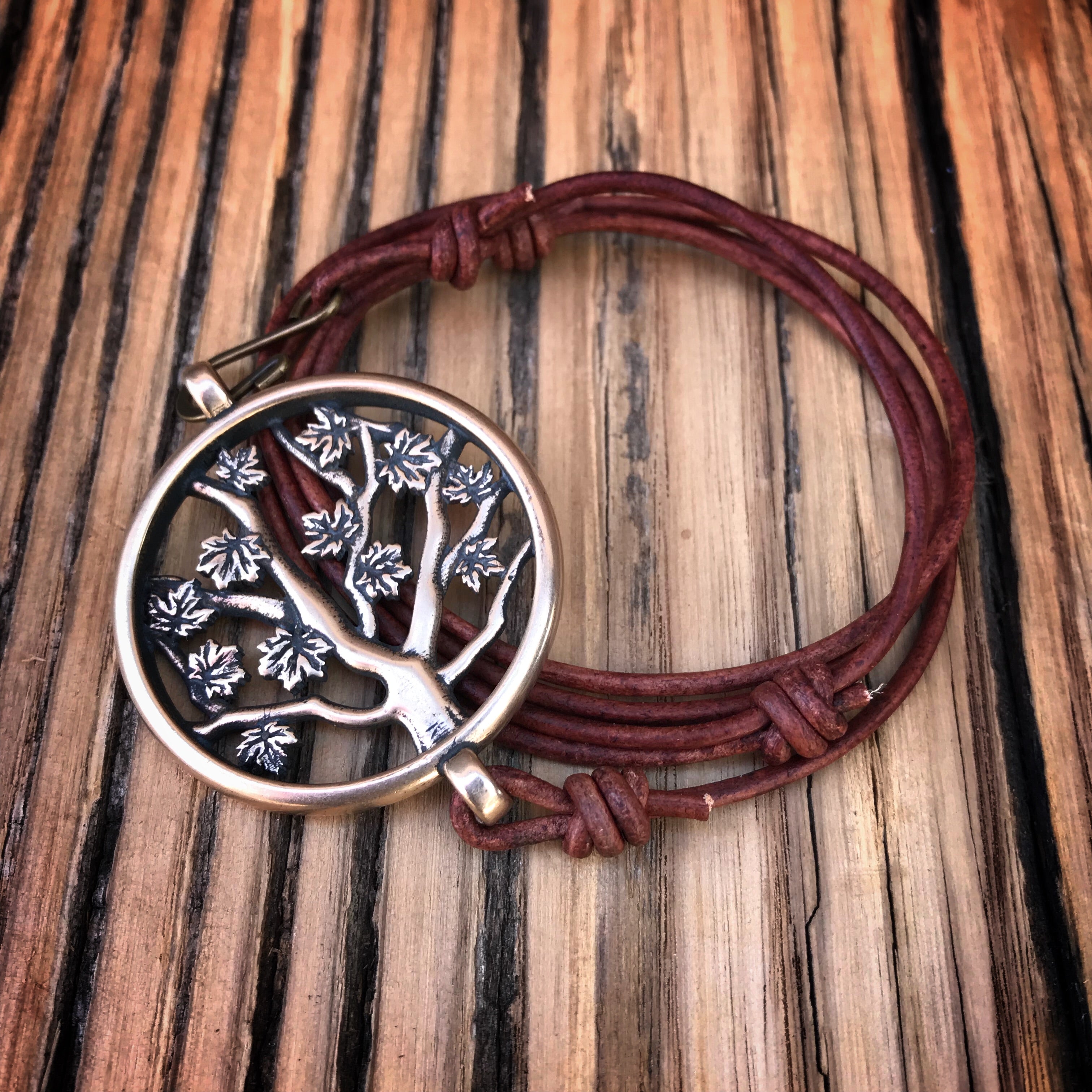 Tree of LIFE Bracelet - Bronze on Leather Cord